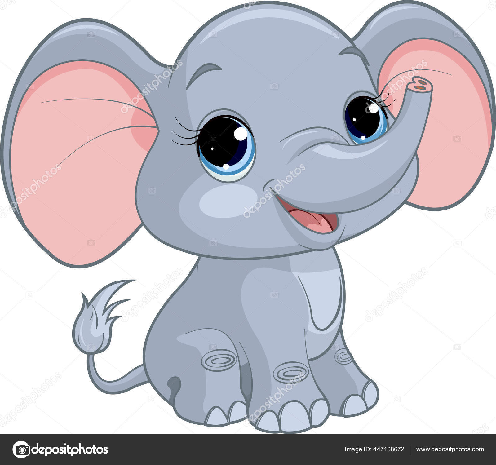 大眼睛大耳朵可爱小大象的病媒图解图库矢量图©Dazdraperma 447108672, image size:1600x1500