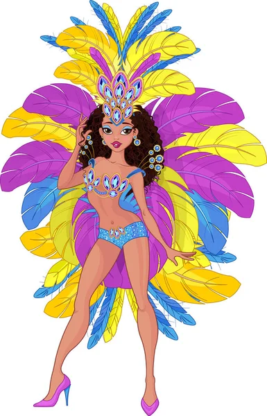 Personnage Dessin Animé Belle Fille Samba Costume Lumineux Décoratif Isolé Vecteur En Vente