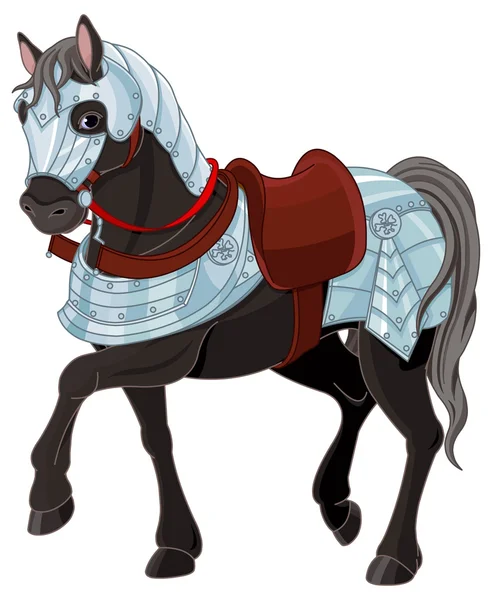Illustration of black war horse — Stock Vector