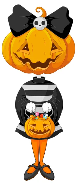 Truco de Halloween o tratar chica — Vector de stock