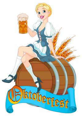 Alman kız fıçı üzerinde oturur