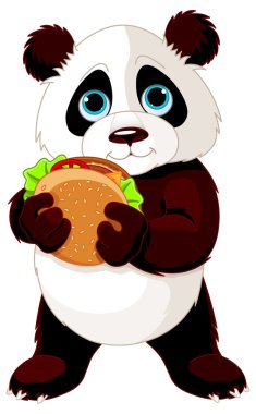Panda hamburger yiyor