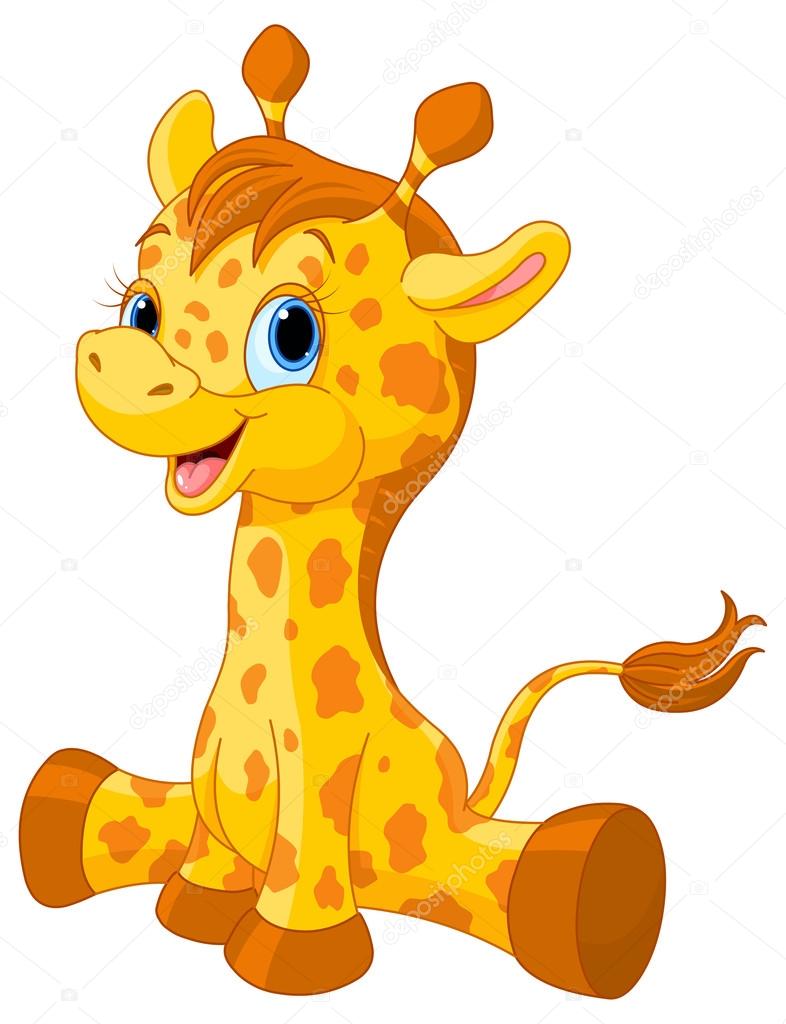 Little cute giraffe calf