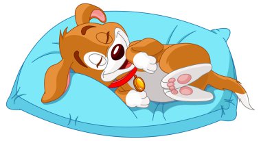 Yastığın üzerinde köpek yalan