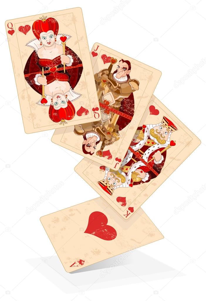 Illustration of Hearts plays cards