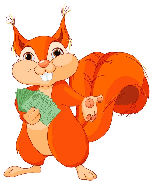 Cute squirrel holds tickets — Stock Vector