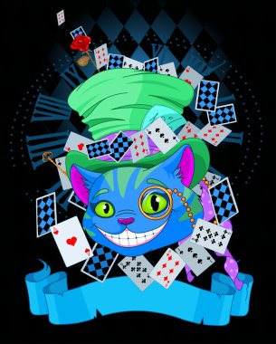 Cheshire Cat in Top Hat and monocle clipart