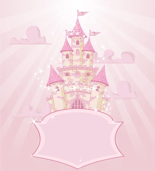 Conto de fadas princesa castelo rosa — Vetor de Stock