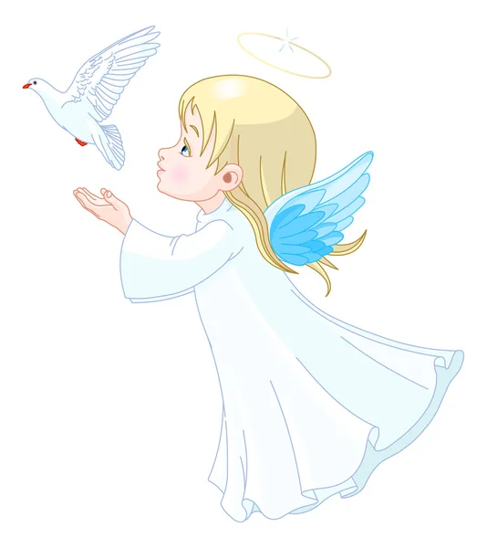 Petit ange avec colombe — Image vectorielle