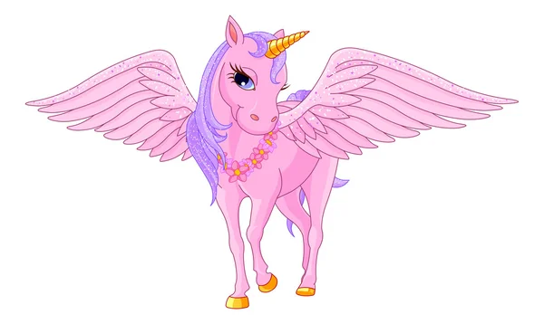 Hermoso Unicornio rosa Pegaso — Archivo Imágenes Vectoriales