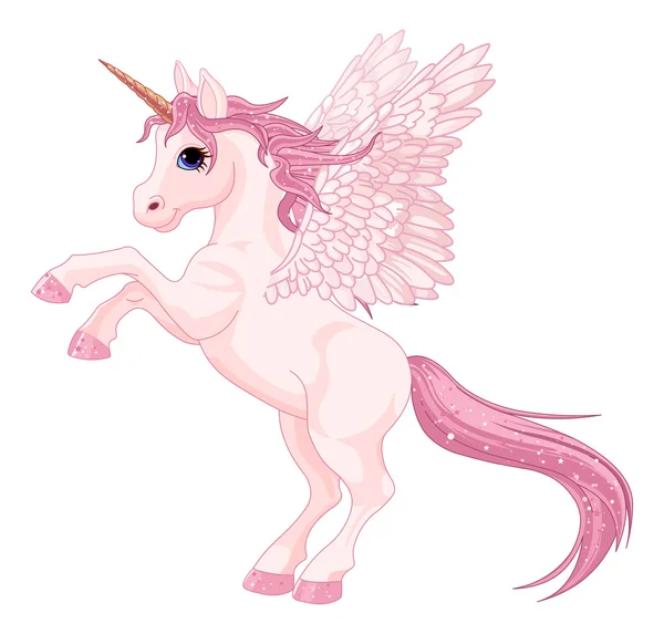 Beautiful pink Unicorn Pegasus — Stock Vector