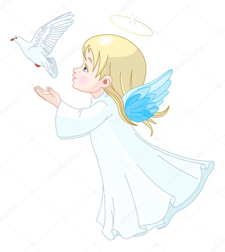 Little angel with dove