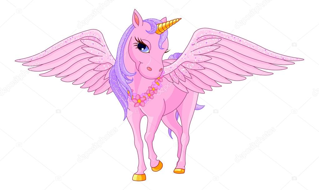 Illustration of beautiful pink Unicorn Pegasus
