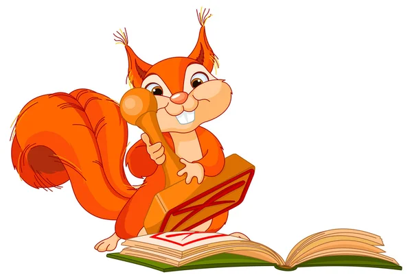 Αστεία σκίουρο με σφραγίδα και βιβλίο — Διανυσματικό Αρχείο