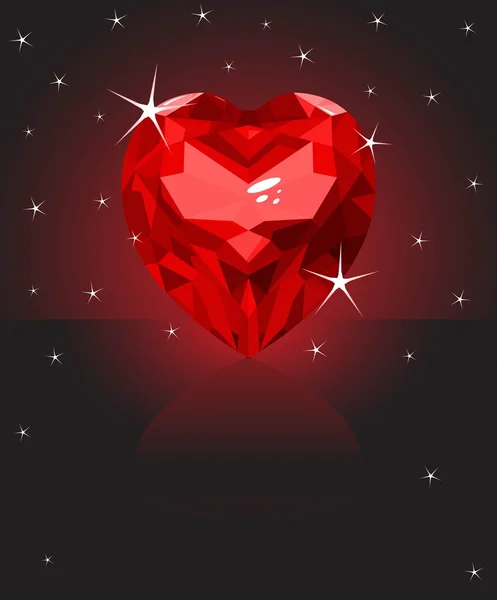 Jewelry red heart. — Stock Vector