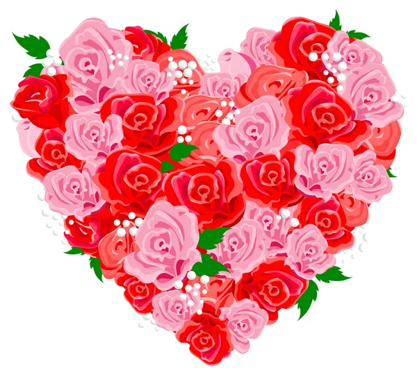 Heart from roses — Stock Vector