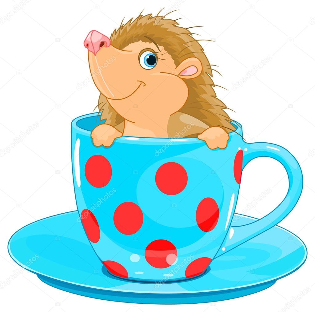 Cute cartoon Hedgehog in cup