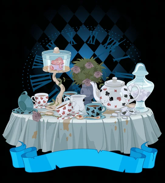 Çay partisi dekore edilmiş tablo — Stok Vektör