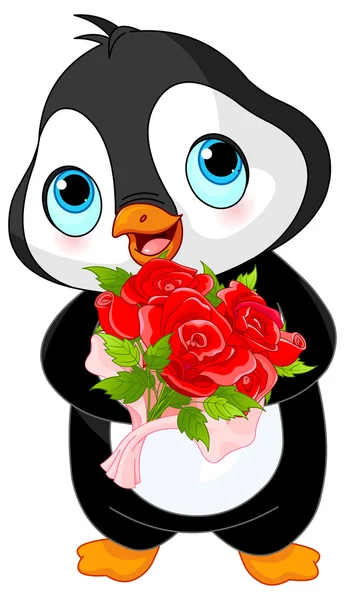 Lindo pingüino de San Valentín — Vector de stock