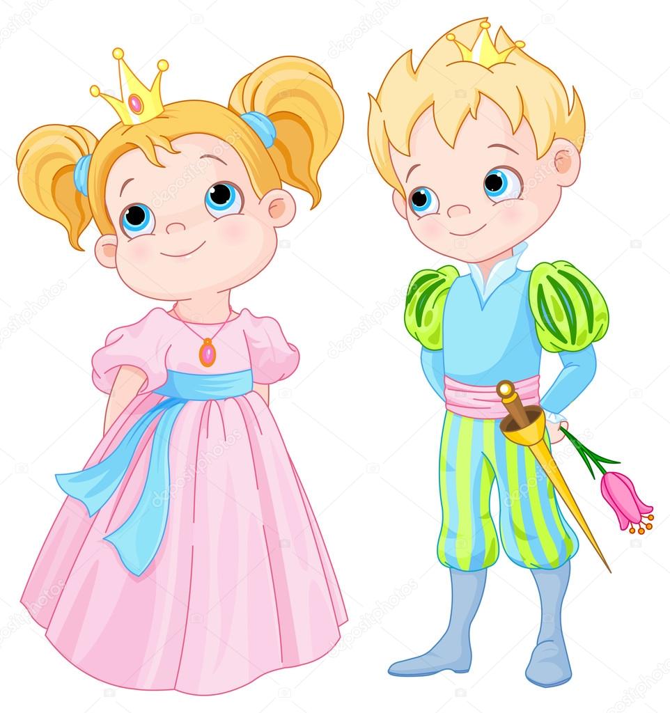 Illustration of very cute Prince and Princess