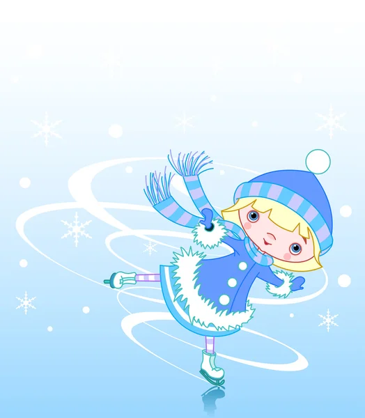 Little girl ice skater — Stock Vector