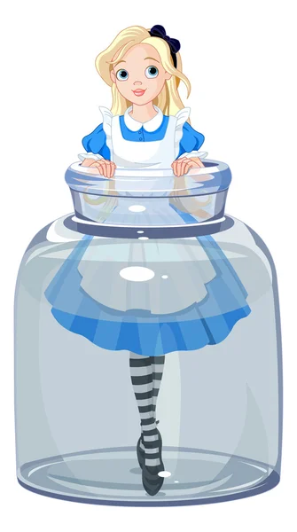 Alice está en un frasco transparente — Vector de stock