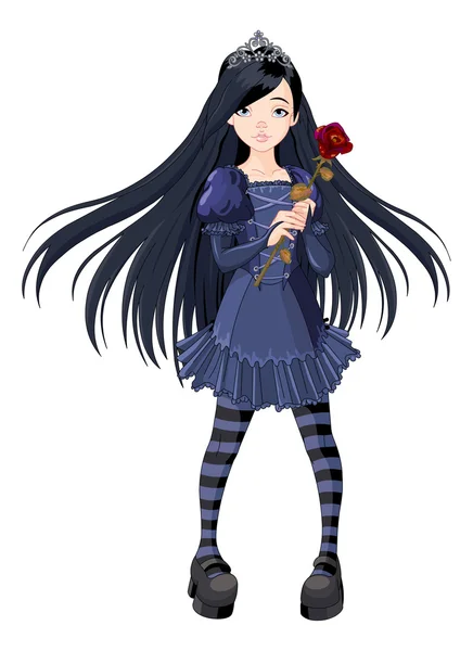 Goth girl holding rose — Stock Vector