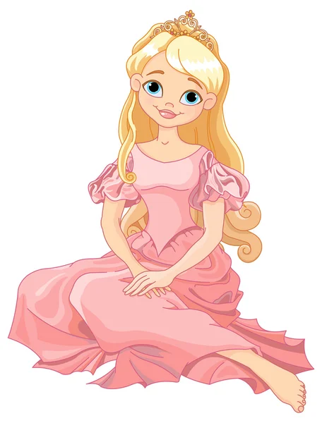 Putri cantik dengan gaun pink. - Stok Vektor