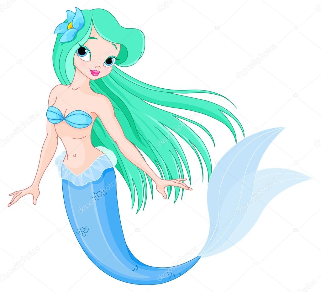 Beautiful cartoon mermaid