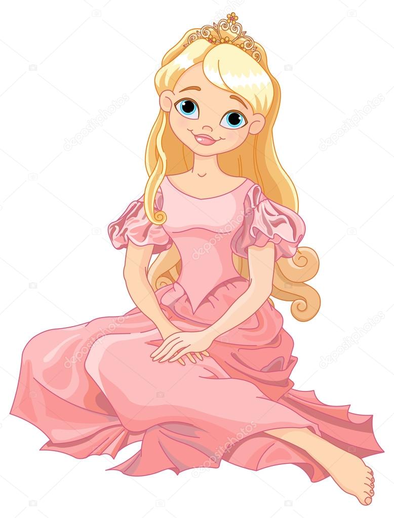 Illustration of beautiful princess in pink dress