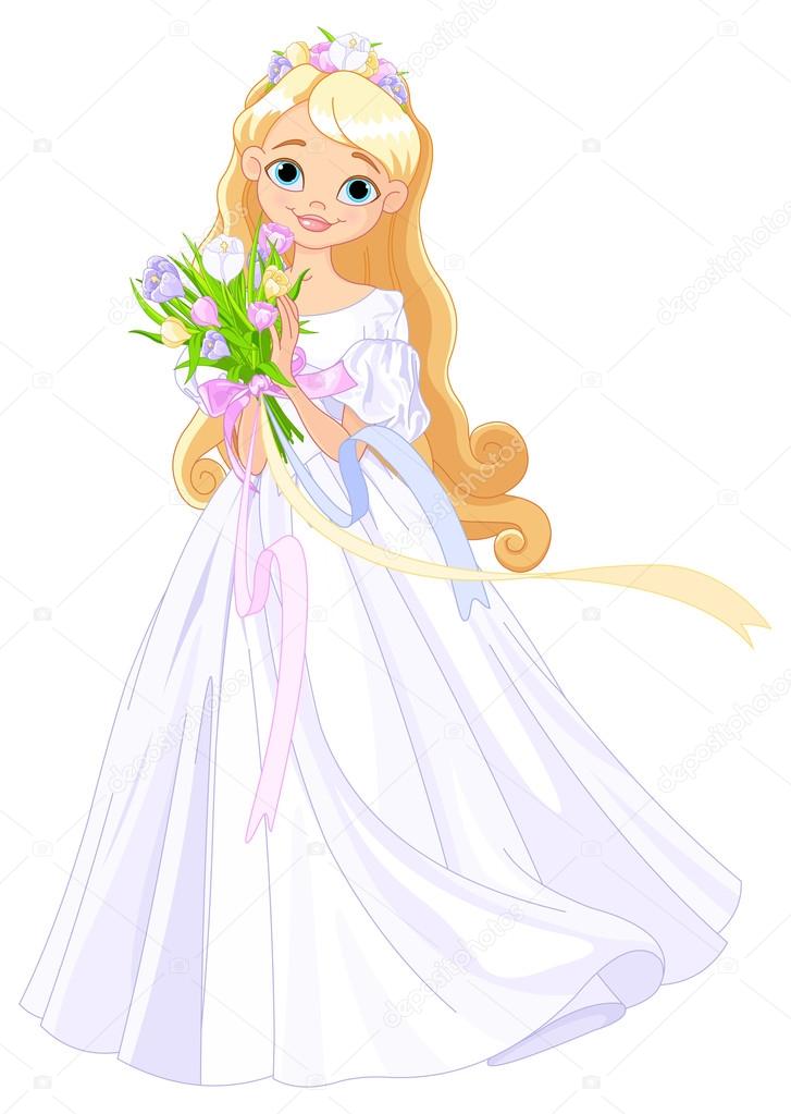 Illustration of very cute spring princess. Vector illustration