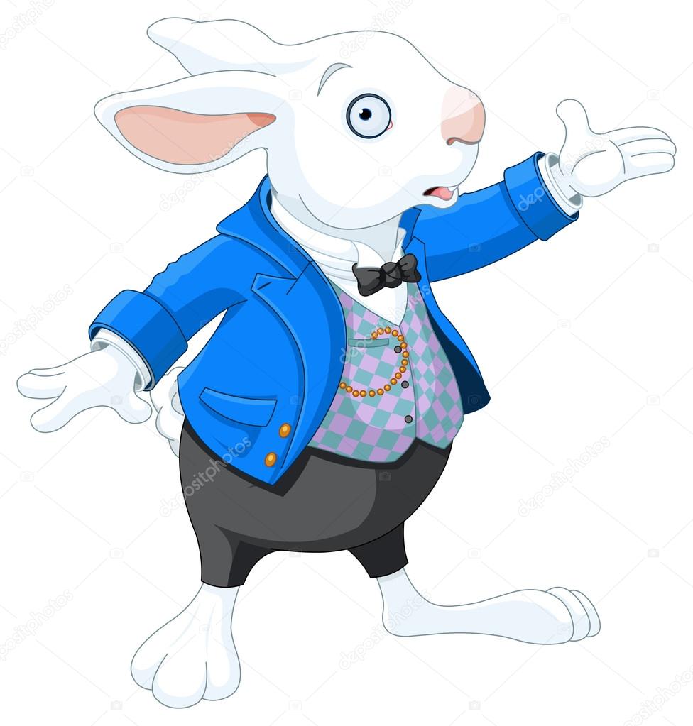 Cartoon White Rabbit. Vector illustration
