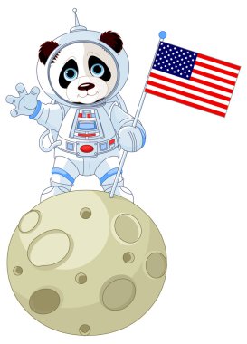 Panda Astronaut on the moon