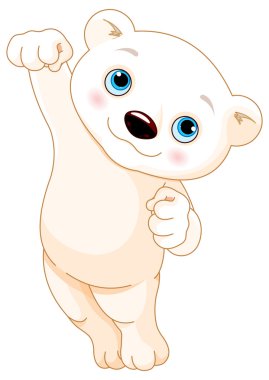 Çizgi film kutup ayısı atlama ve gülümseyen