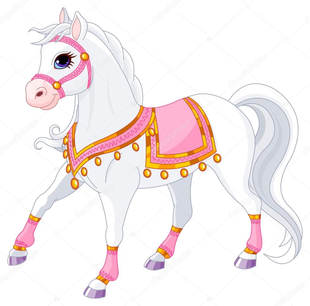 Illustration of beautiful white royal horse