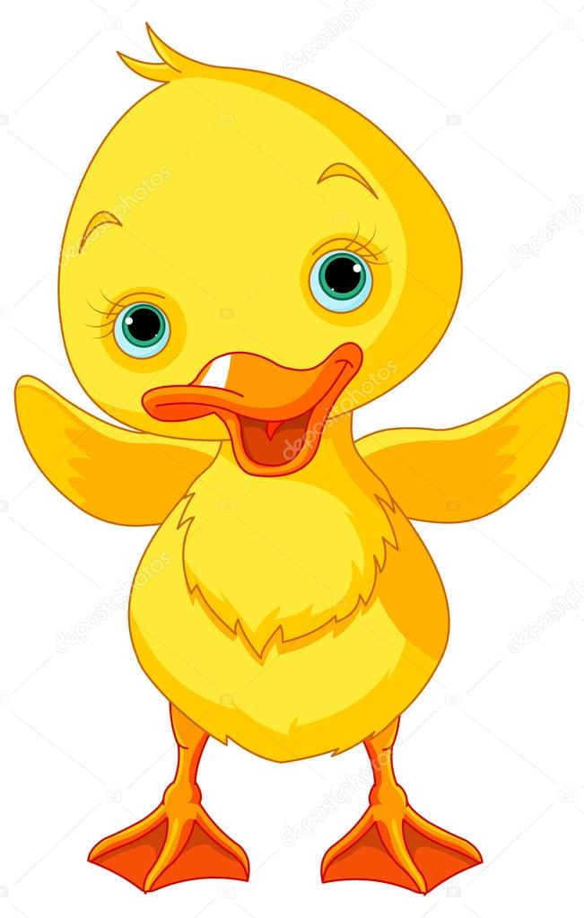 Happy duckling waving wing