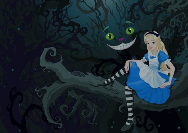 Alice sitting on a branch clipart