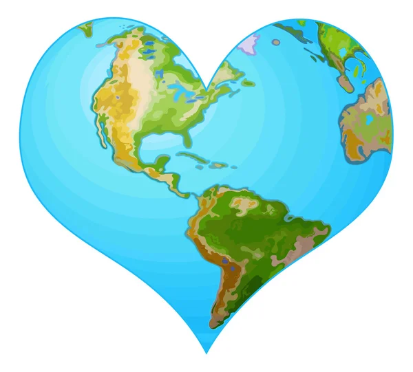Earth in the form of heart — Stock Vector