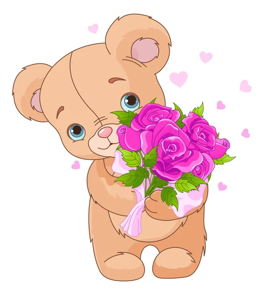 Ours en peluche donnant bouquet — Image vectorielle