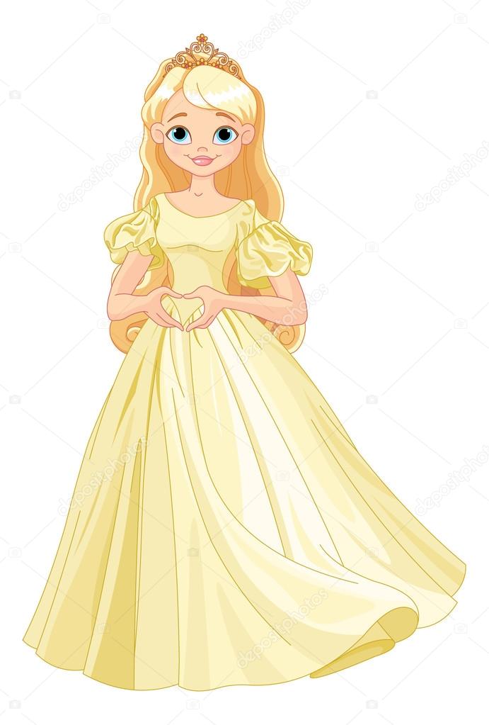 Princess makes heart shape with her fingers