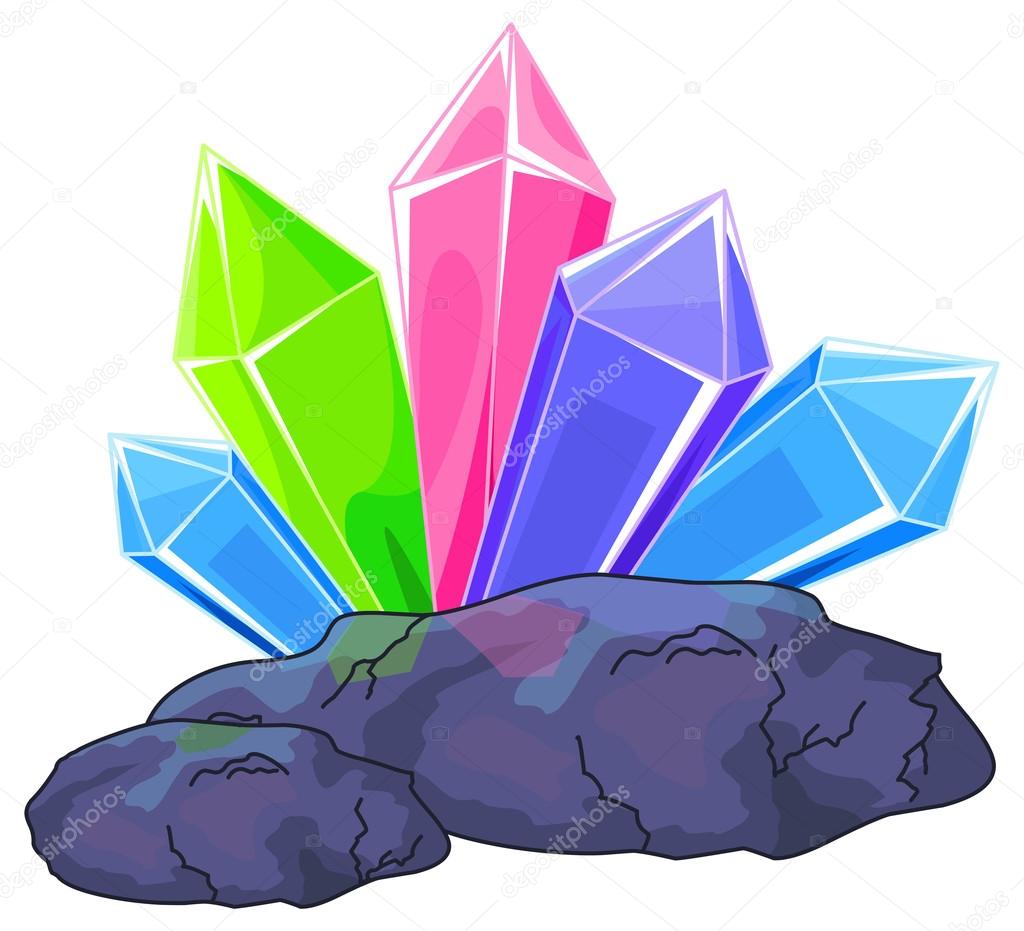 Illustration of a multi colored quartz crystal