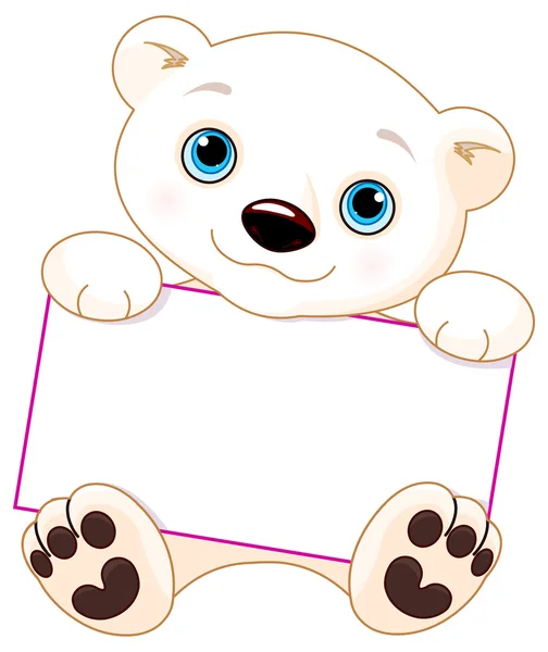 Polar bear holds a sign — Stock Vector