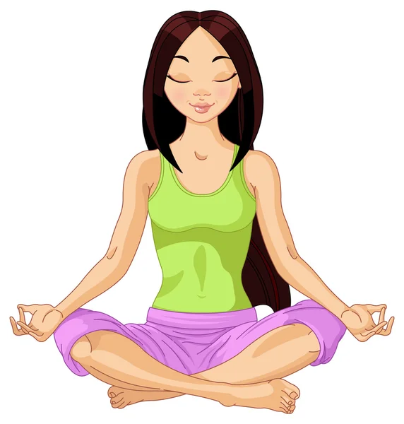 Chica haciendo meditación de yoga — Vector de stock