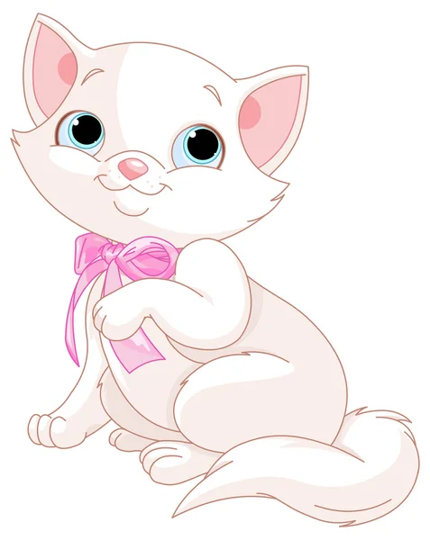 Adorable gatito blanco — Vector de stock