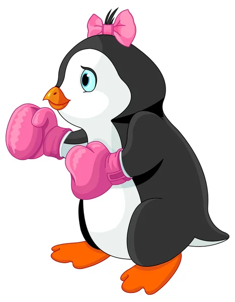 Μπόξερ κορίτσι χαριτωμένο πιγκουίνος — Διανυσματικό Αρχείο