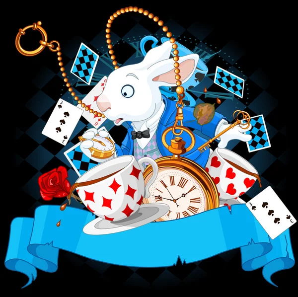 Wonderland bunny met ontwerpelementen — Stockvector