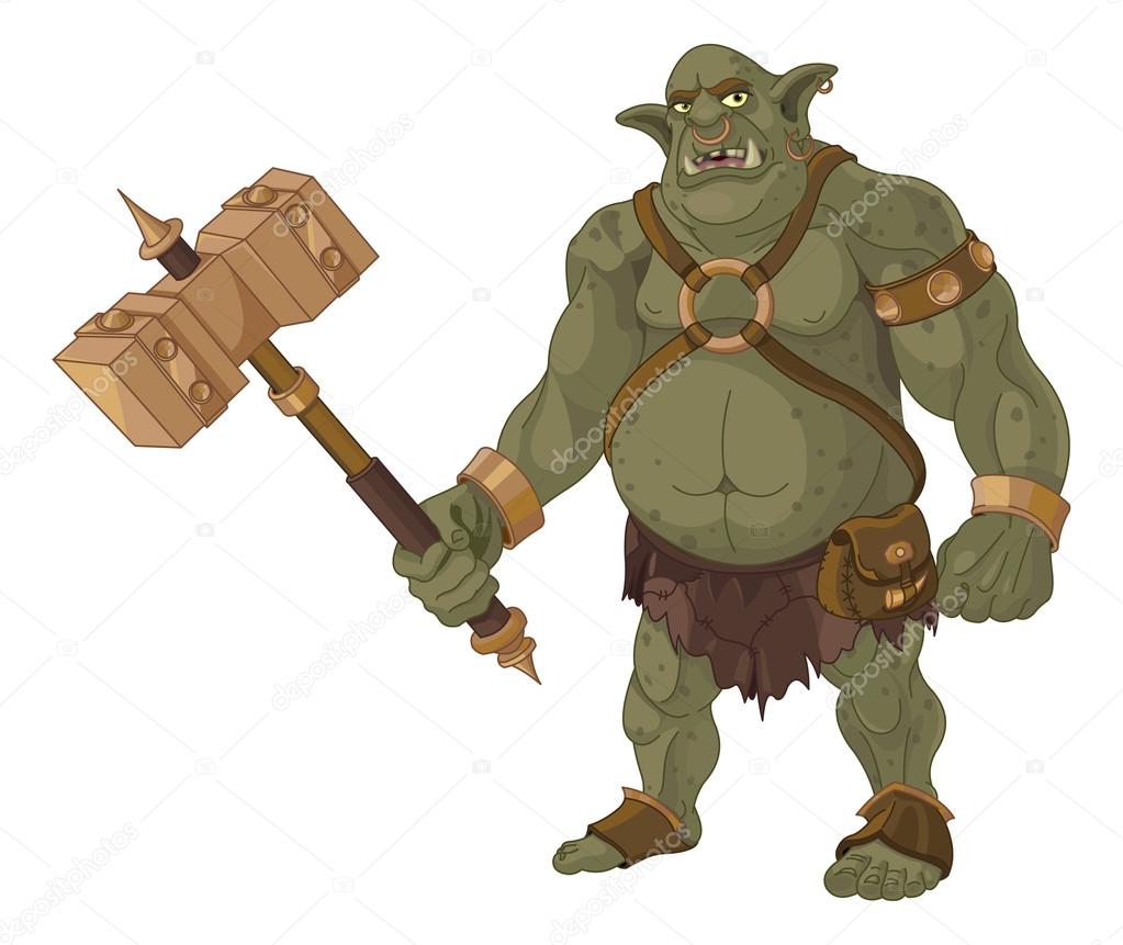 troll with wood hammer