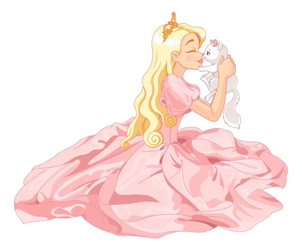 Princess is kissing a white cat Royalty Free Stock Illustrations