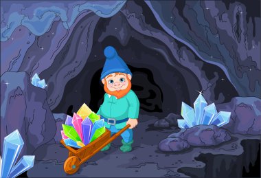 GNOME bir el arabası ile kuvars kristalleri taşır