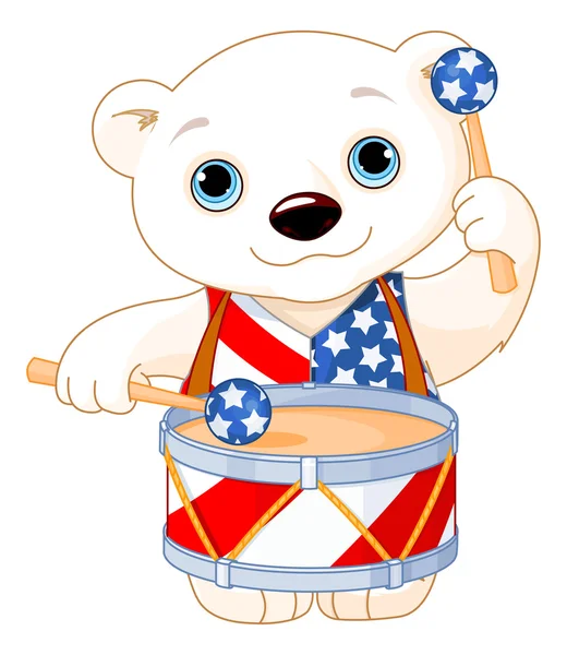 Polar Bear celebrating 4th of July — 스톡 벡터